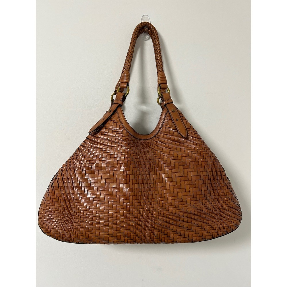 Cole Haan Brown Woven Hobo Bag